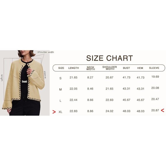 Women's Cropped Cardigan Sweater Bell Sleeve Chunky Open Front Apricot Size XL - Picture 4 of 5